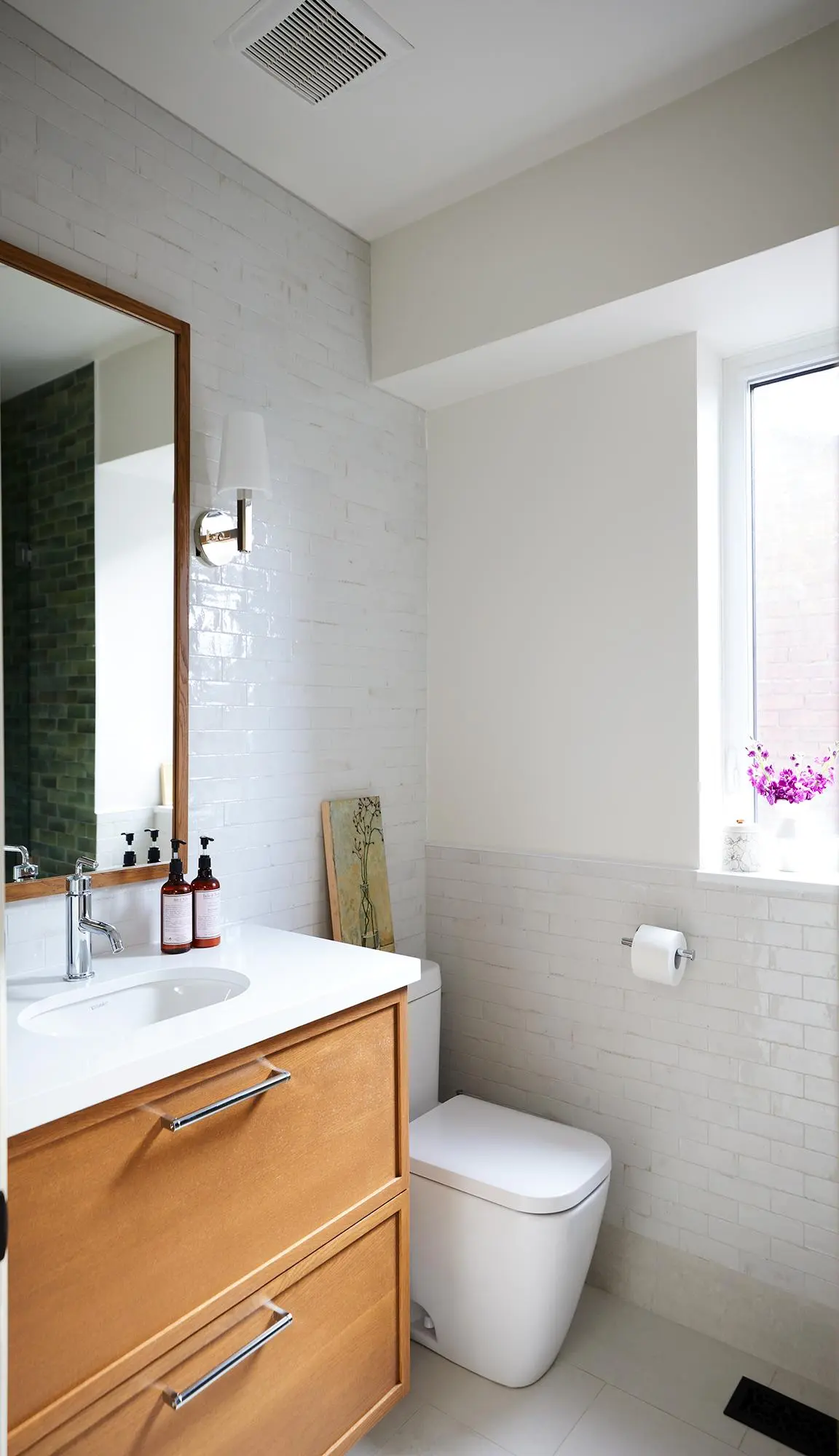Repaired bathroom after restoration and remodeling