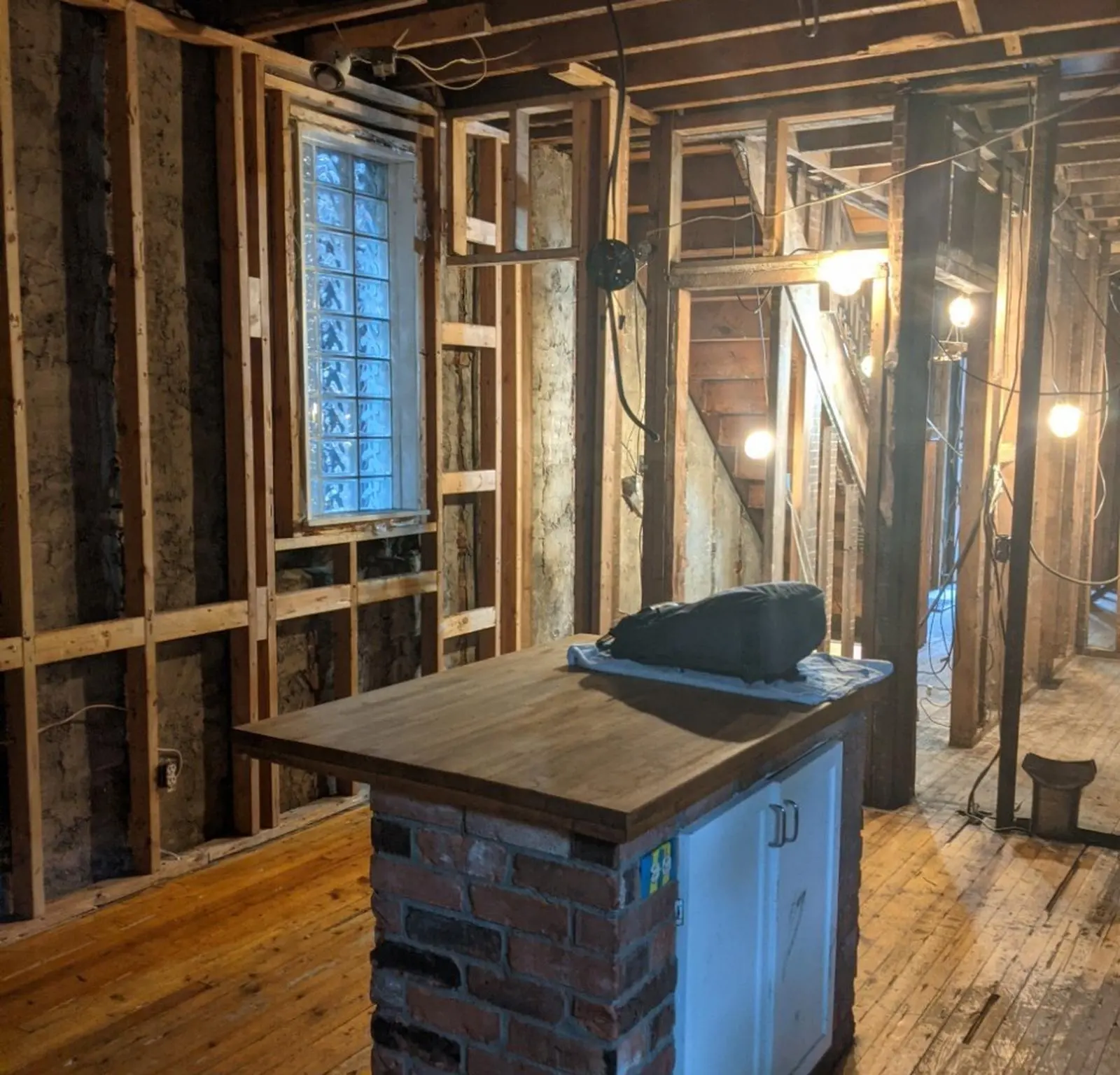 Damaged kitchen before reconstruction work