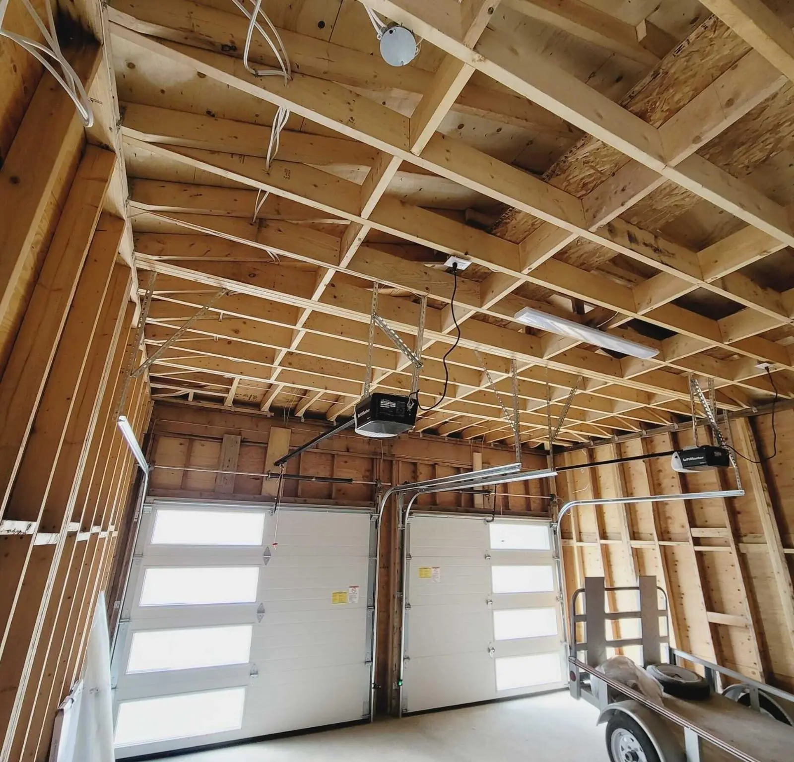 Restored garage after fire damage reconstruction